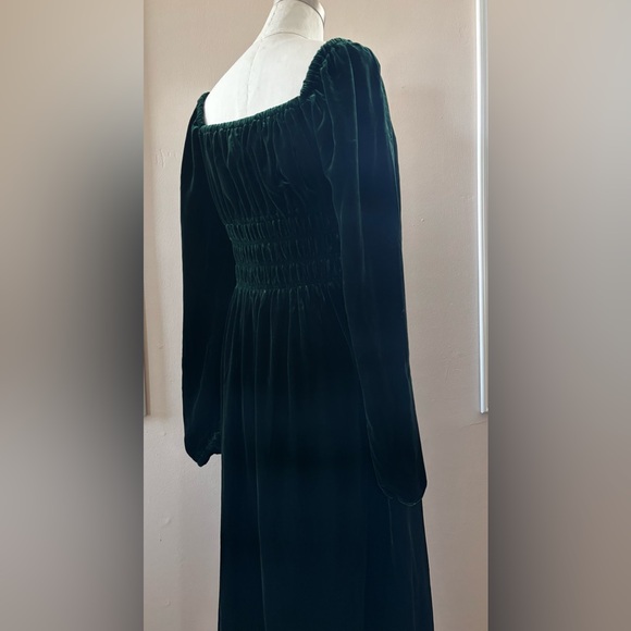 HILL HOUSE Green Velvet Long Sleeve The Jasmine Nap Dress -  Size S - Picture 5 of 8
